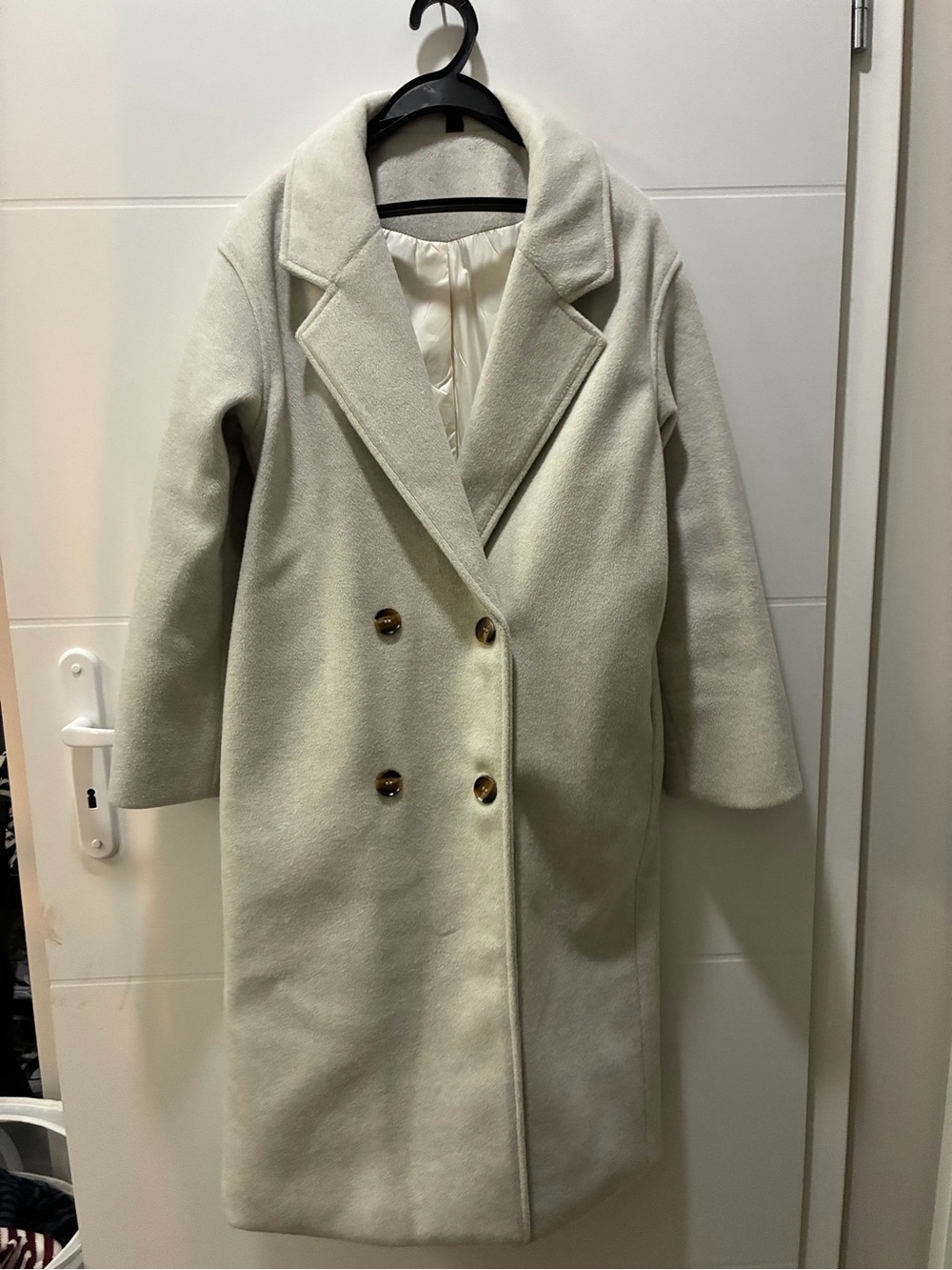 Oatmeal Oversized Double-Breasted Long Coat Size XS